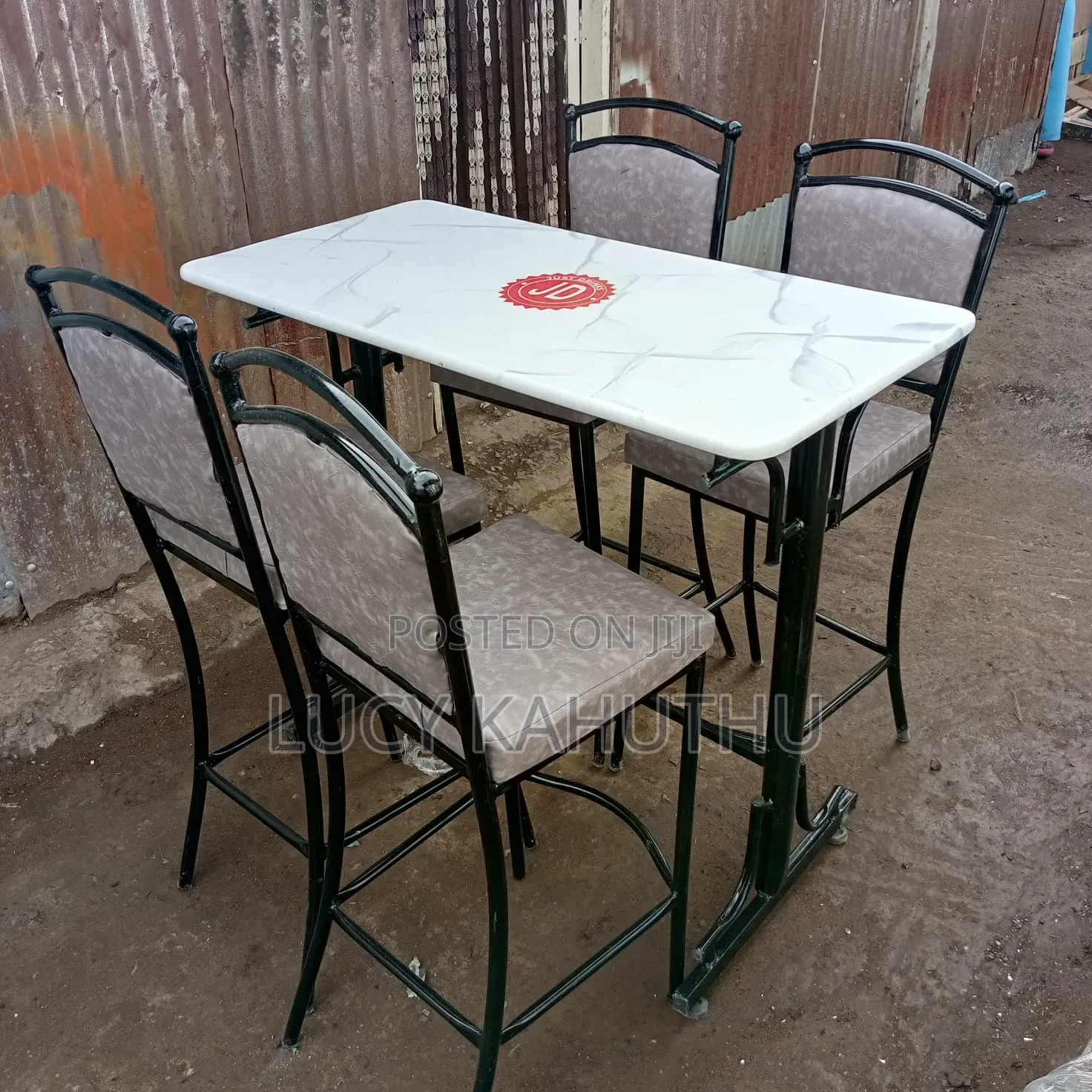 High Table With Ball Chairs Marble Top With Log