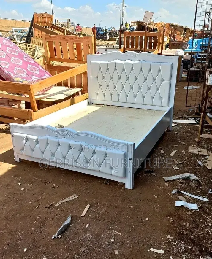 Elegant 5x6 White Painted Wooden Bed Frame