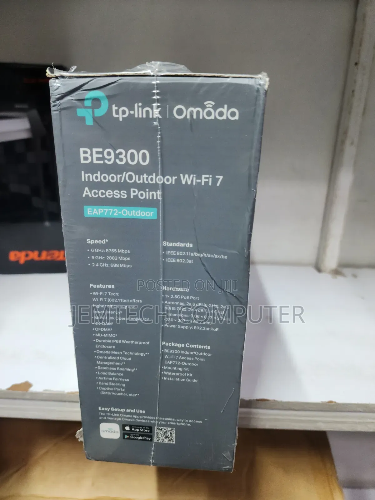 TP-Link Omada EAP772-Outdoor Indoor/Outdoor Wi-Fi 7 Access Point.