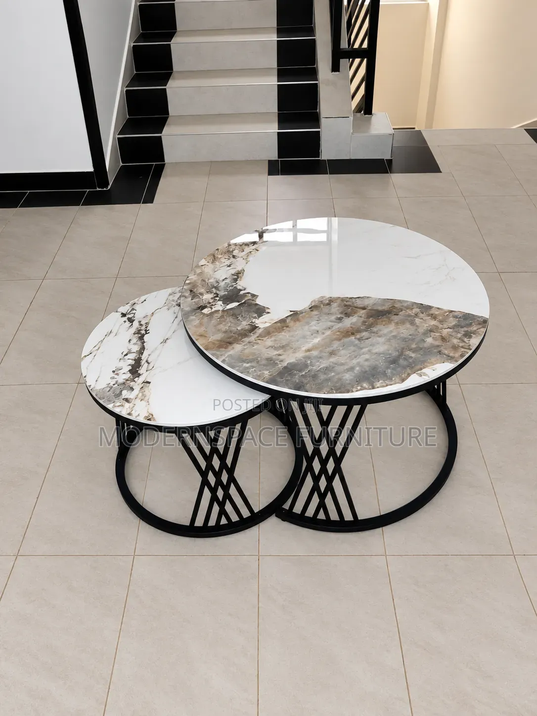 T: Modern Marble Nesting Coffee Tables – Set of 2