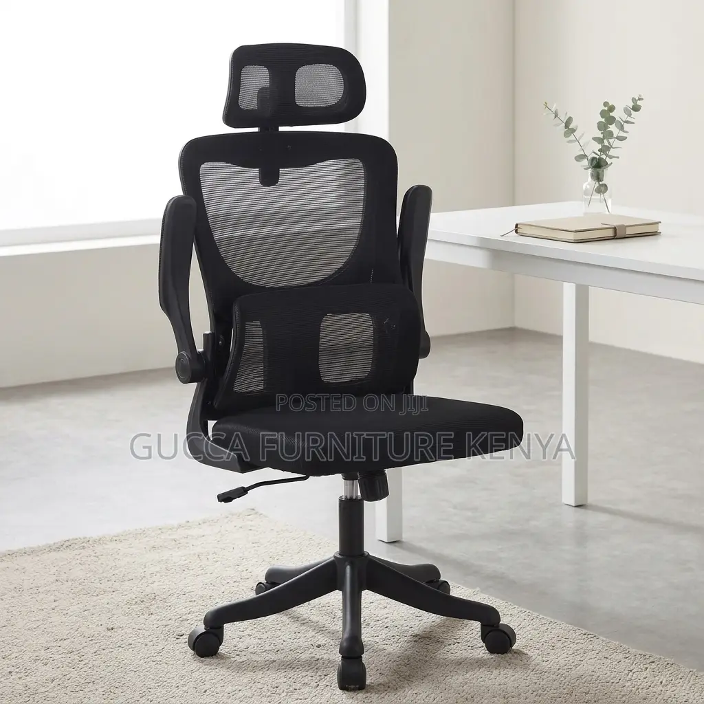 Black Ergonomic Adjustable Mesh Chair.