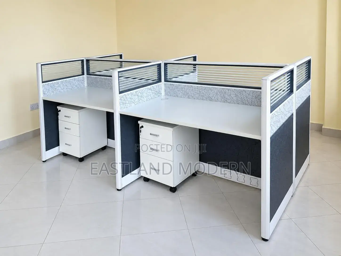 4-Way Office Workstation Cubicles With Drawers – Modern Office Desks.