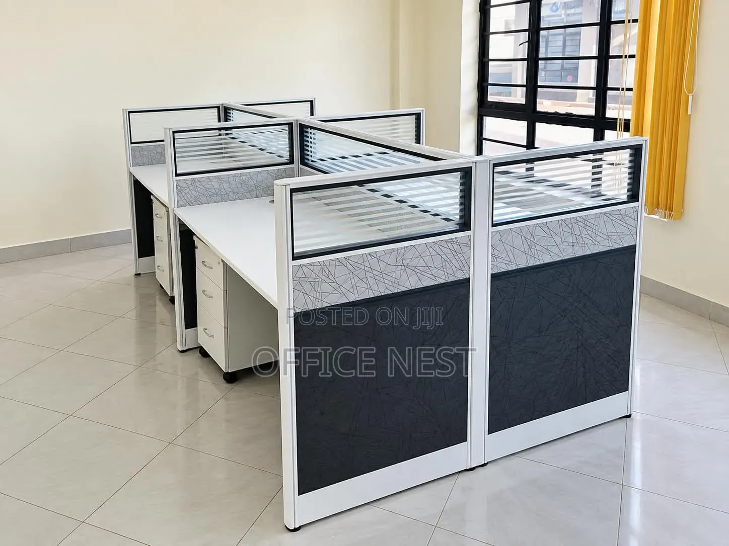 4-Way Office Workstation Cubicles With Drawers – Modern Office Desks.