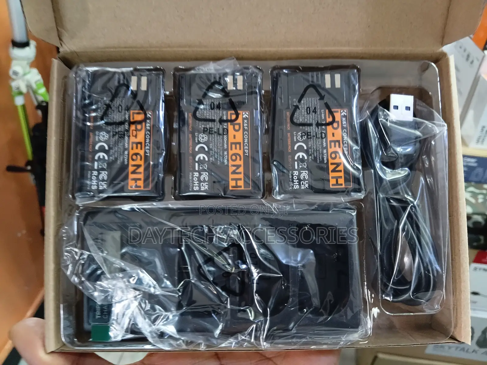 The K F Concept LP-E6NH 3-Pack Battery and 3-Slot Charger Set