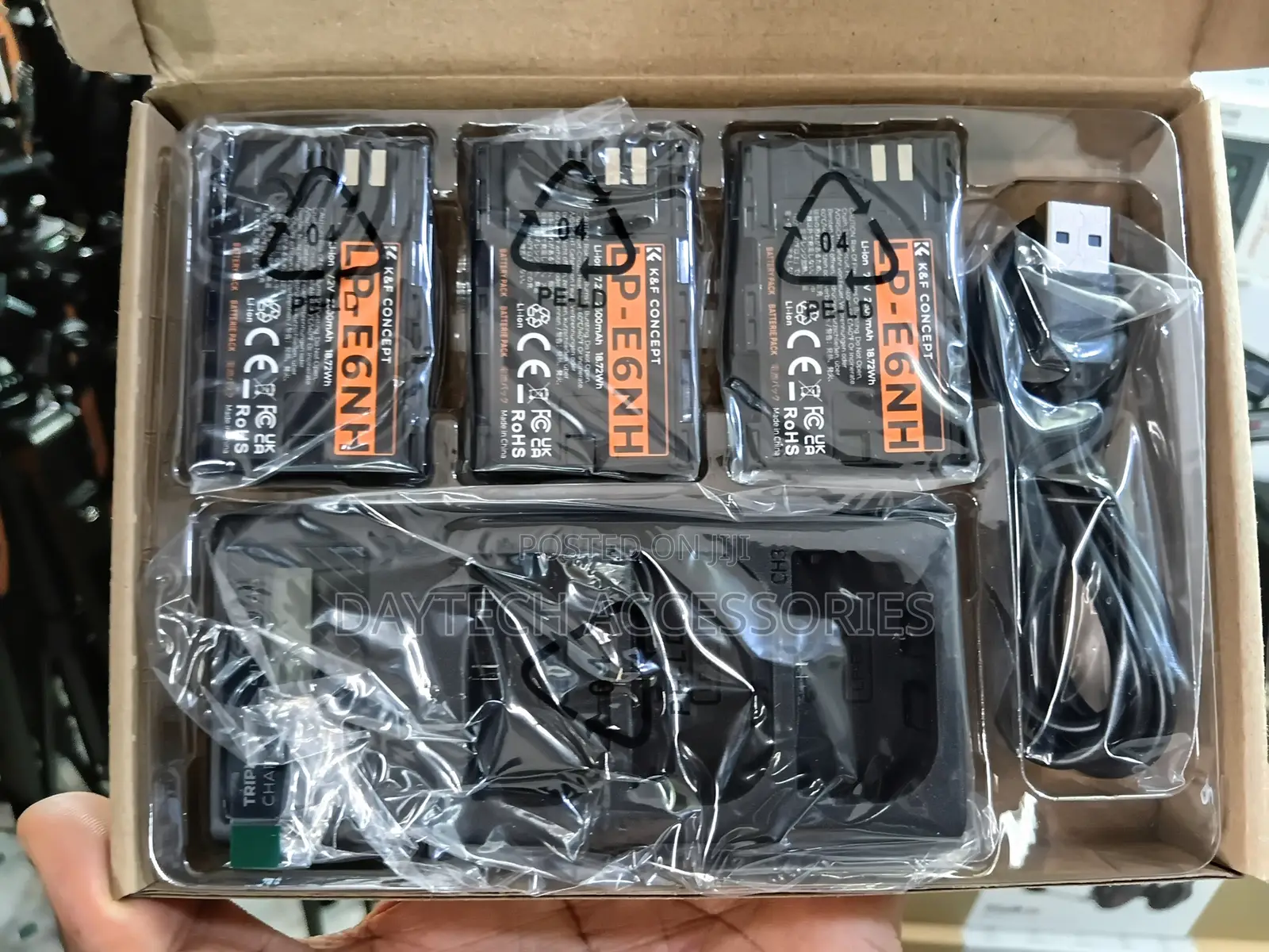 K F Concept LP-E6NH 3-Pack Replacement Battery and 3-Slot Charger.