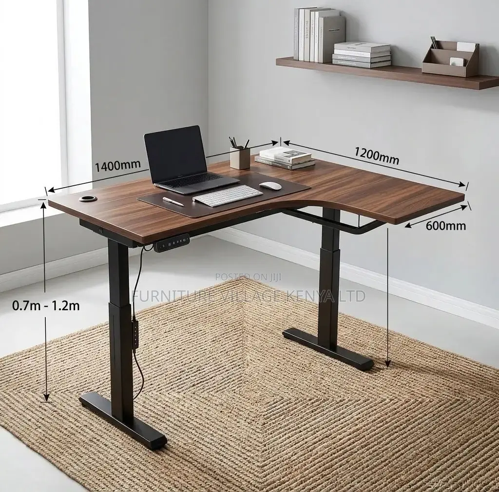 Standing Desk; 1.4 M Corner Modern Dual Motor Standing Desk