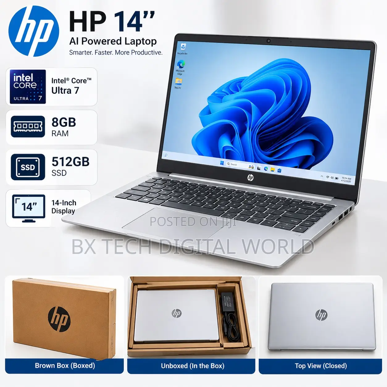 New Laptop HP 8GB Intel Core Ultra 7 SSD 512GB