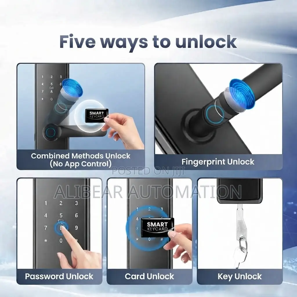 Smart Door Lock Biometric/Fingerprint/Password/Key/Card/Doorbell/Alarm