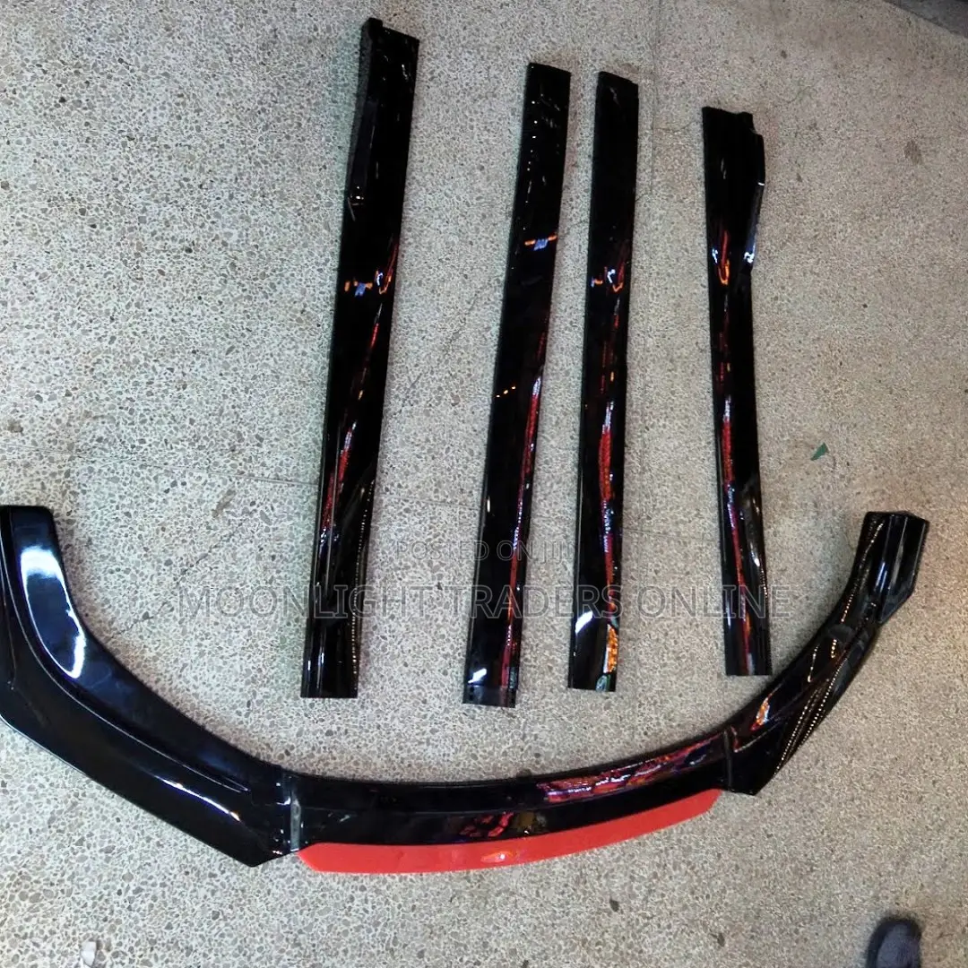 Black Red Bumper Lip With Side Skirts (Universal Set)