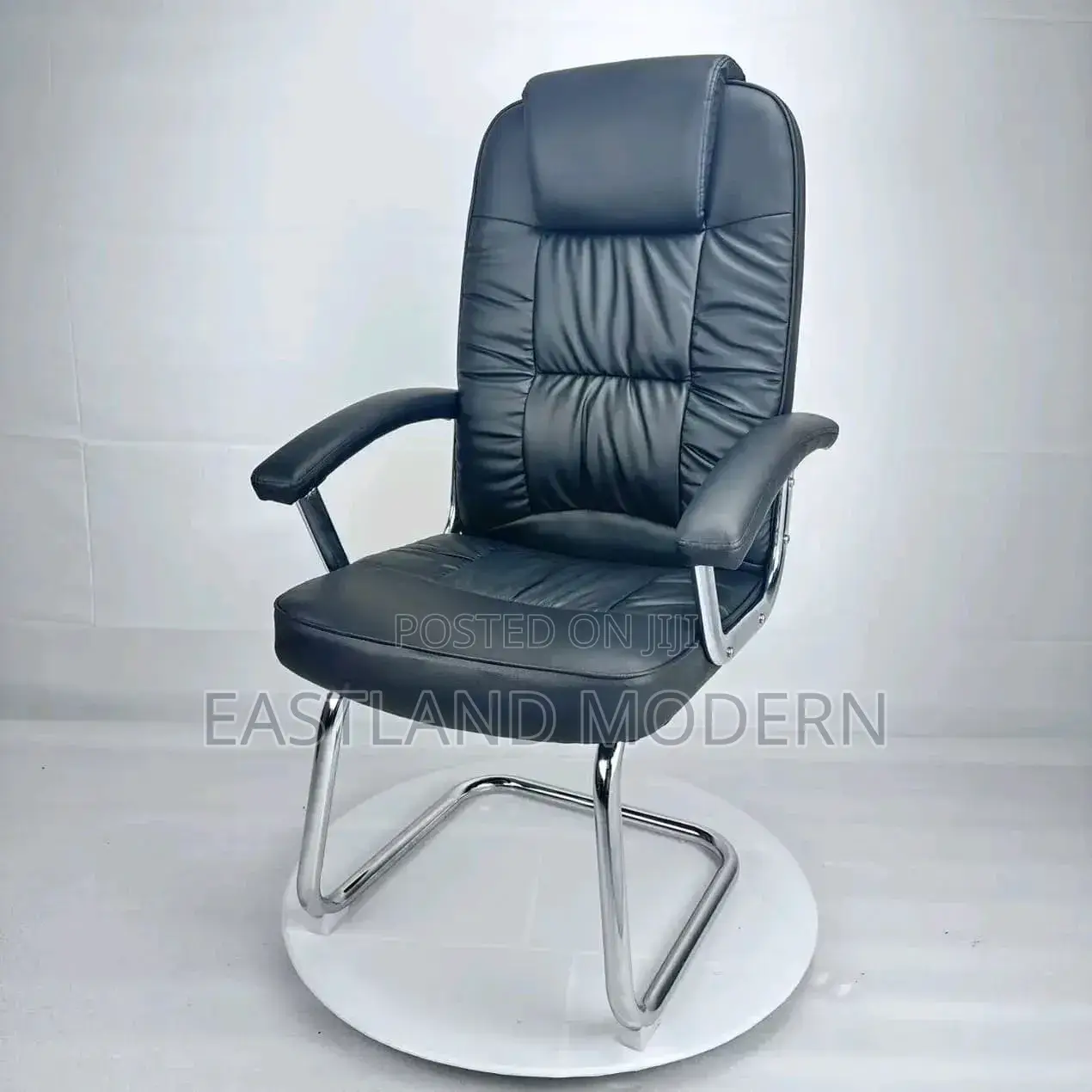 Black Executive Leather Office Visitor Chair .