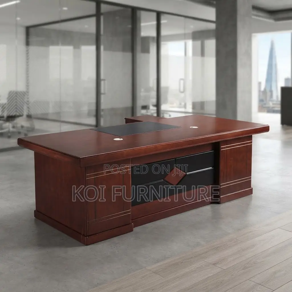 Office Desk; 1.8 Meter Executive Mahogany Desk With Extension