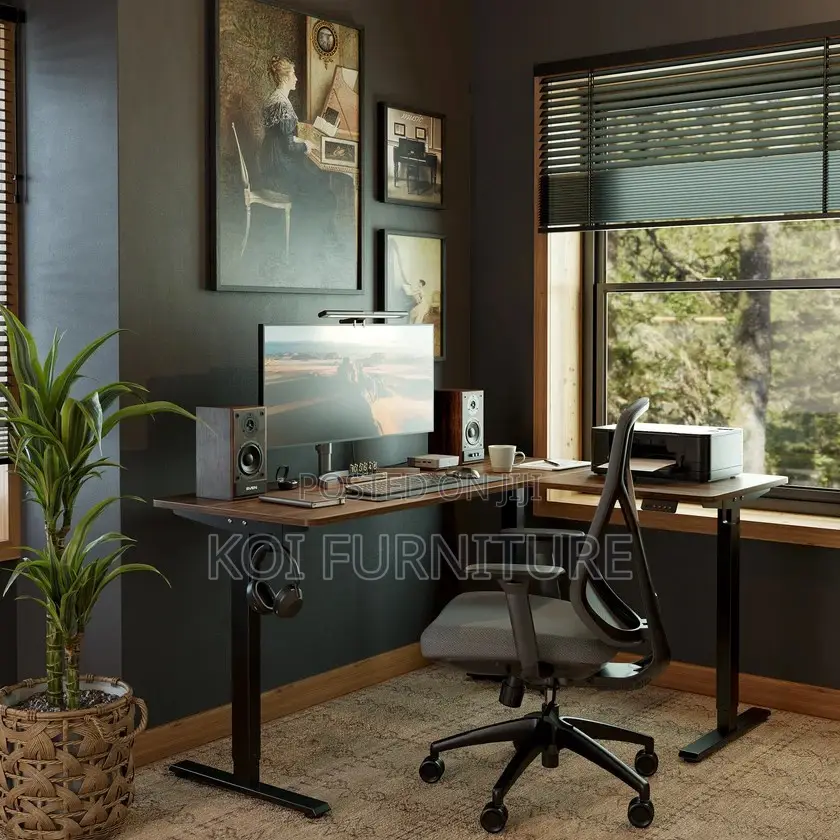 Office Desk; 1.4 Meters Premium L Shaped Electric Desk