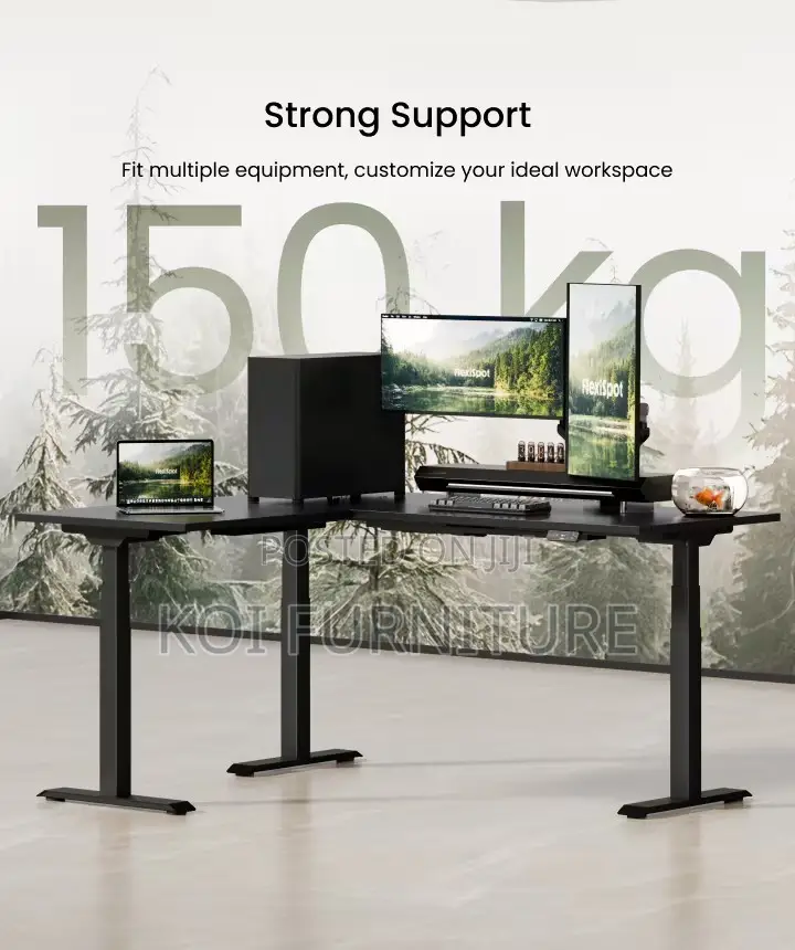 Office Desk; 1.4 Meters Premium L Shaped Electric Desk