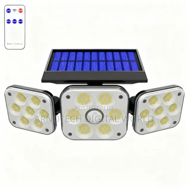 3-Head 120 LED Solar-Powered Motion Sensor Security Light