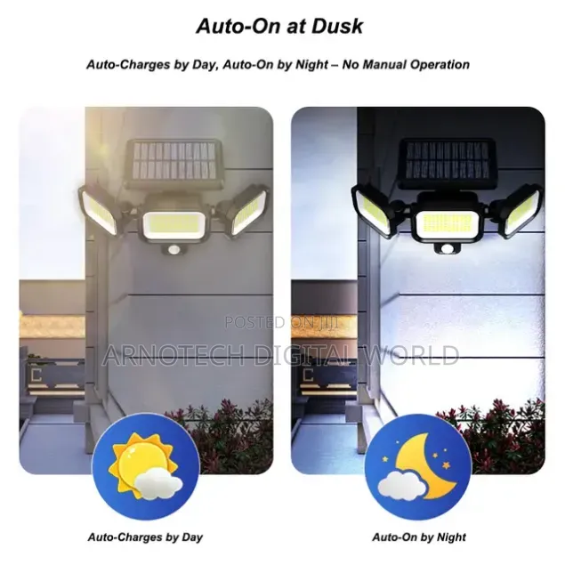 3-Head 120 LED Solar-Powered Motion Sensor Security Light