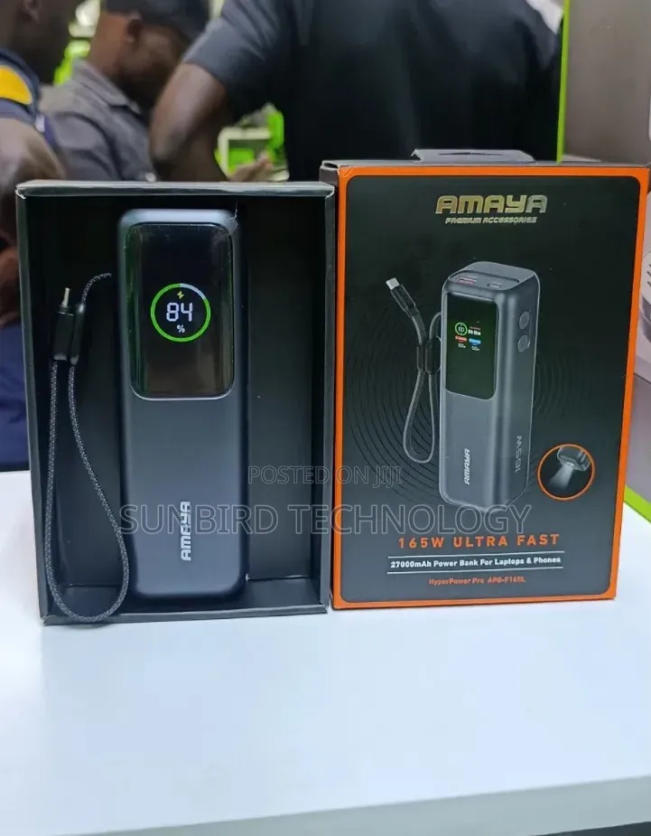 Amaya 165w Ultra Fast 27,000mah Powerbank for Laptops and Phones.