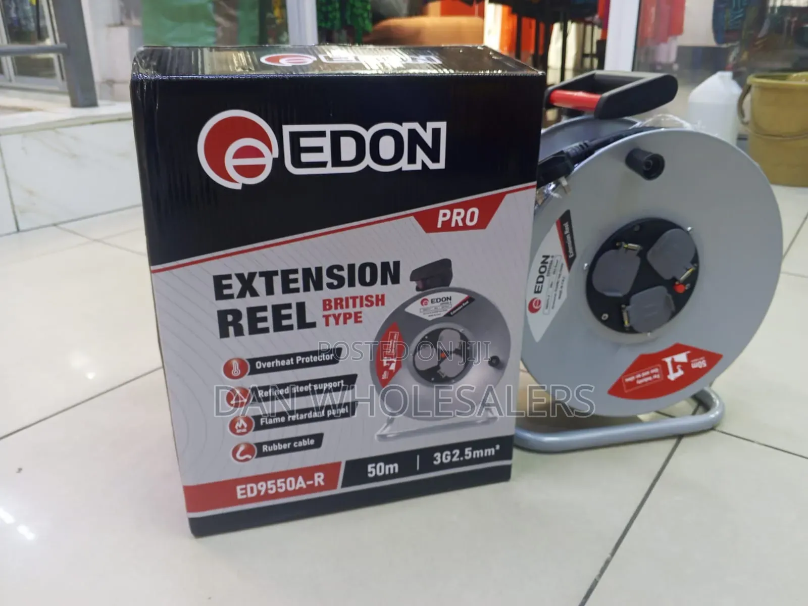 EDON Cable Reel Extension 50m 3G2.5mm With Handle Stand
