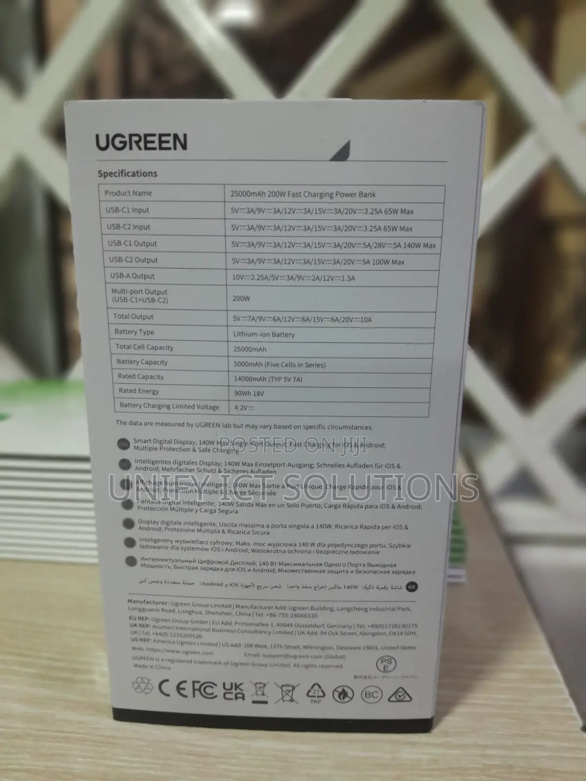 Ugreen 25000mah 200w Fast Charging Power Bank - Pb722