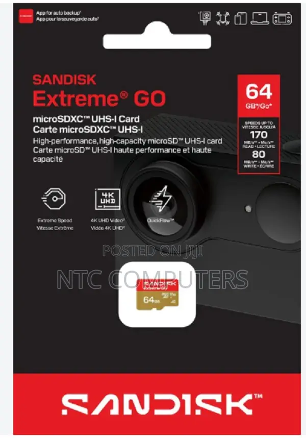 Sandisk Extreme GO 64GB Micro SDXC Up to 170mb/S Read V30 Video Speed