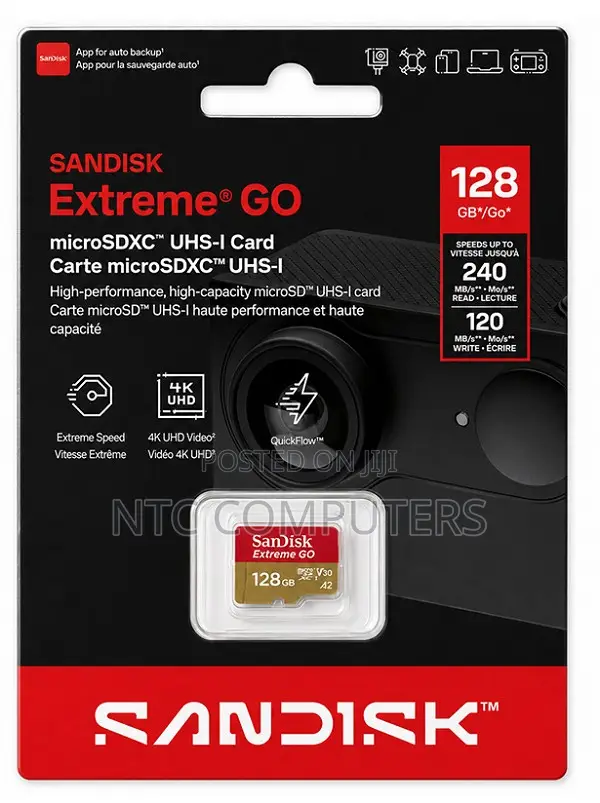 Sandisk Extreme GO 128GB Micro SDXC Upto 240mb/S Read V30 Video Speed