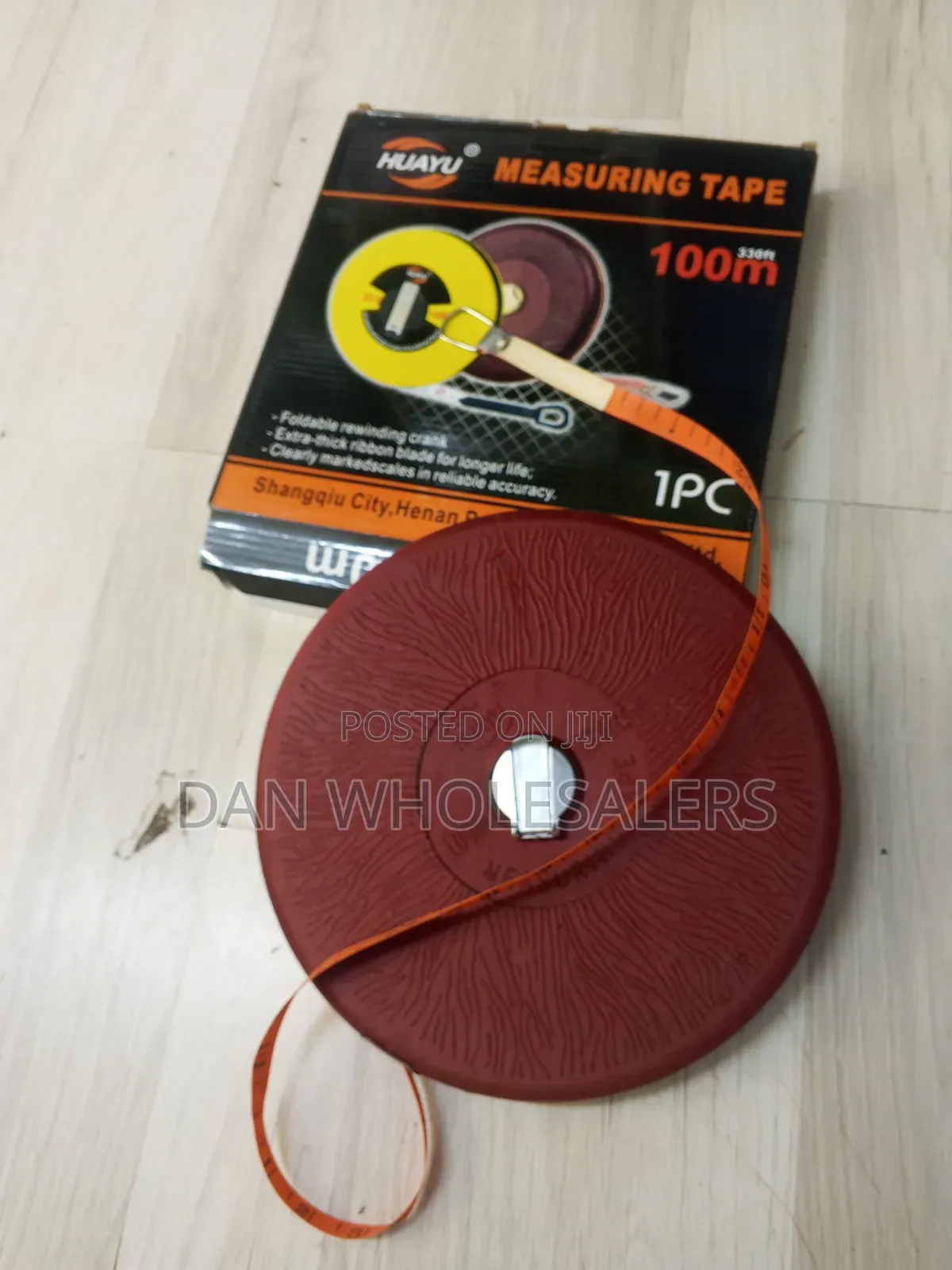 Huayu 100M Open Reel Measuring Tape With Foldable Crank Handle