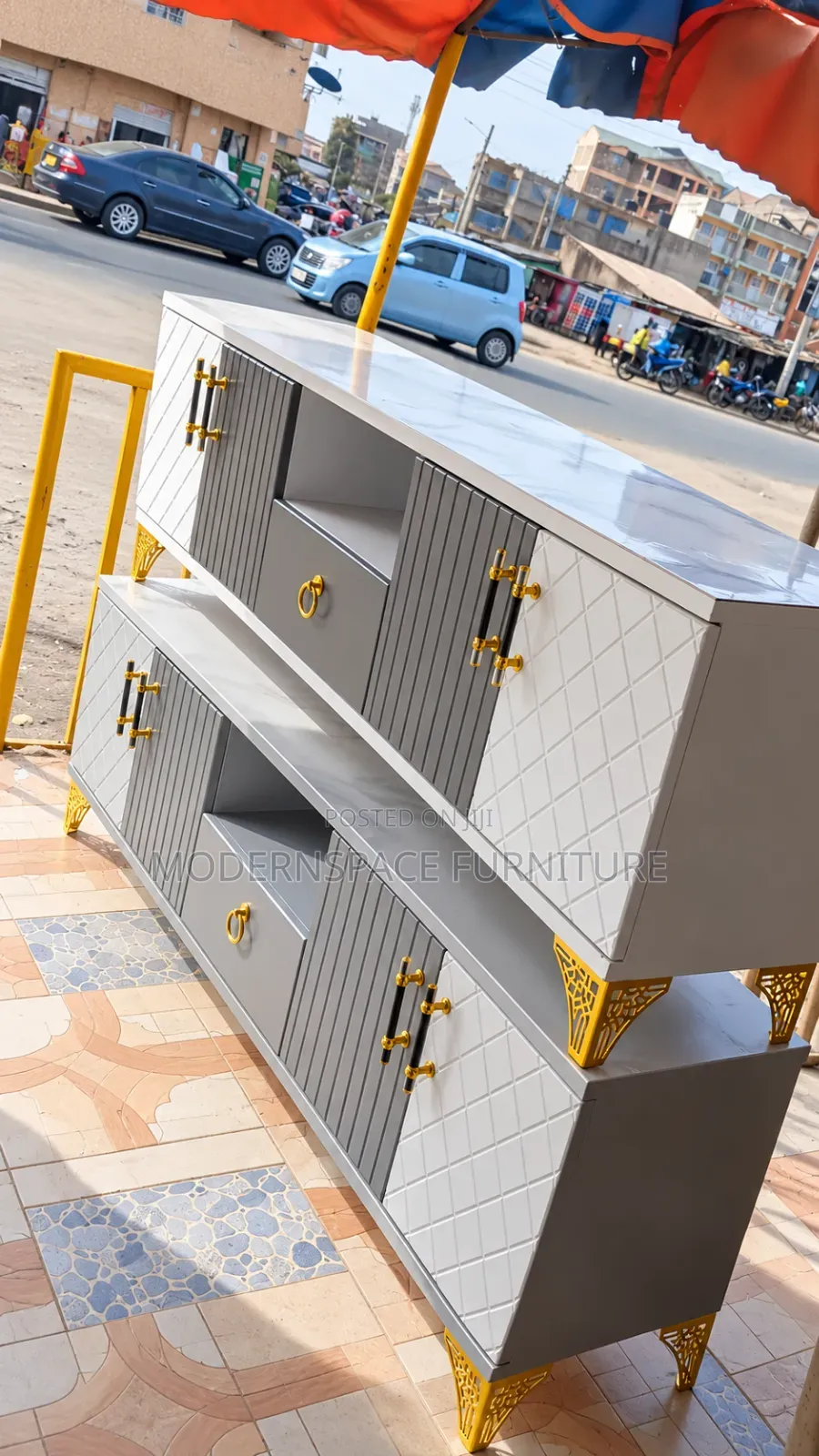 Modern Grey Gold TV Stand | Luxury TV Console | Sideboard