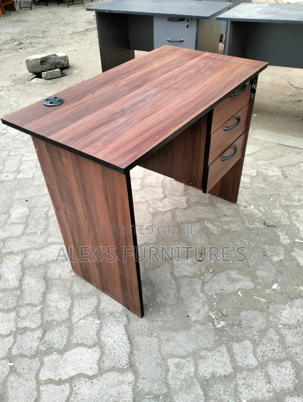 Dark Walnut Office Desk With Black LIPING/#RECEPTION MODERN DESK
