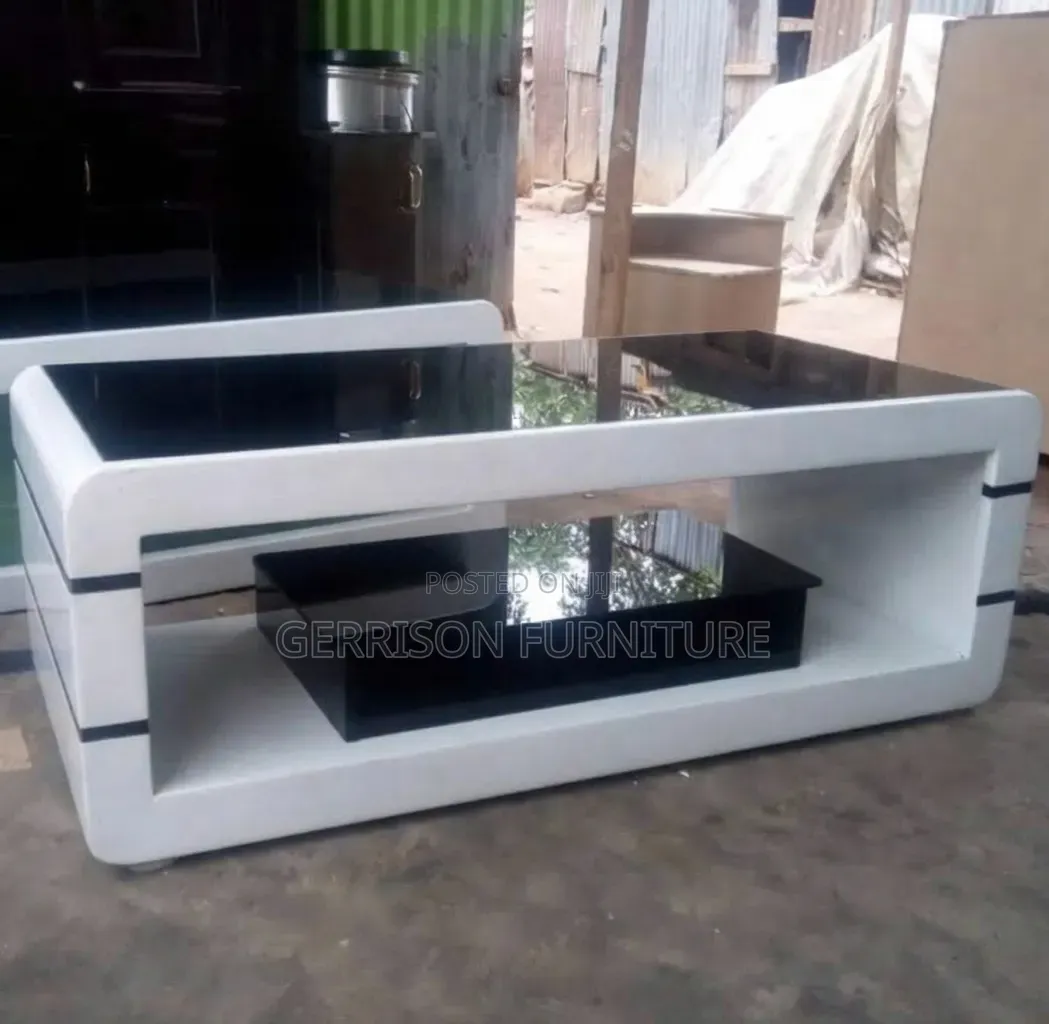 Modern 4x2 Black White Glass Coffee Table