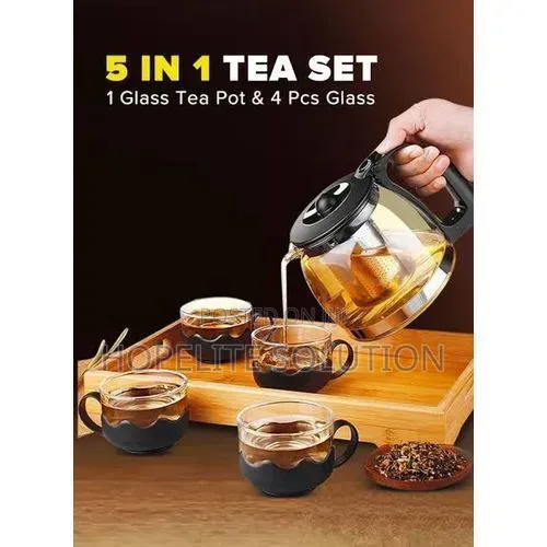 5 in 1 Heat Resistant Borosilicate Glass Tea Pot
