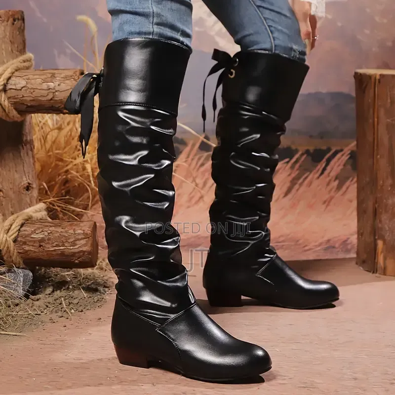 Bow Slouch Knee Boots
