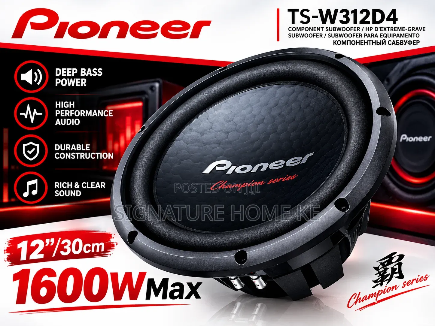 Pioneer 12" 1600W Subwoofer Speaker