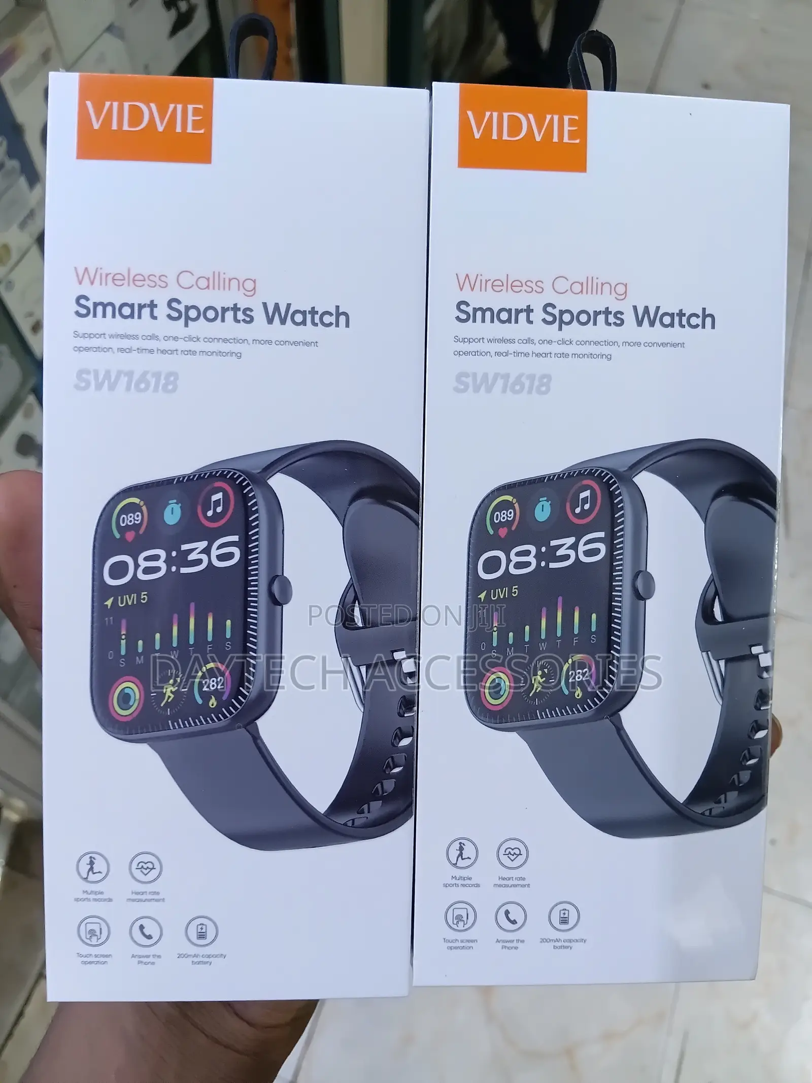 VIDVIE SW1618 Wireless Calling Smart Sports Watch - Black
