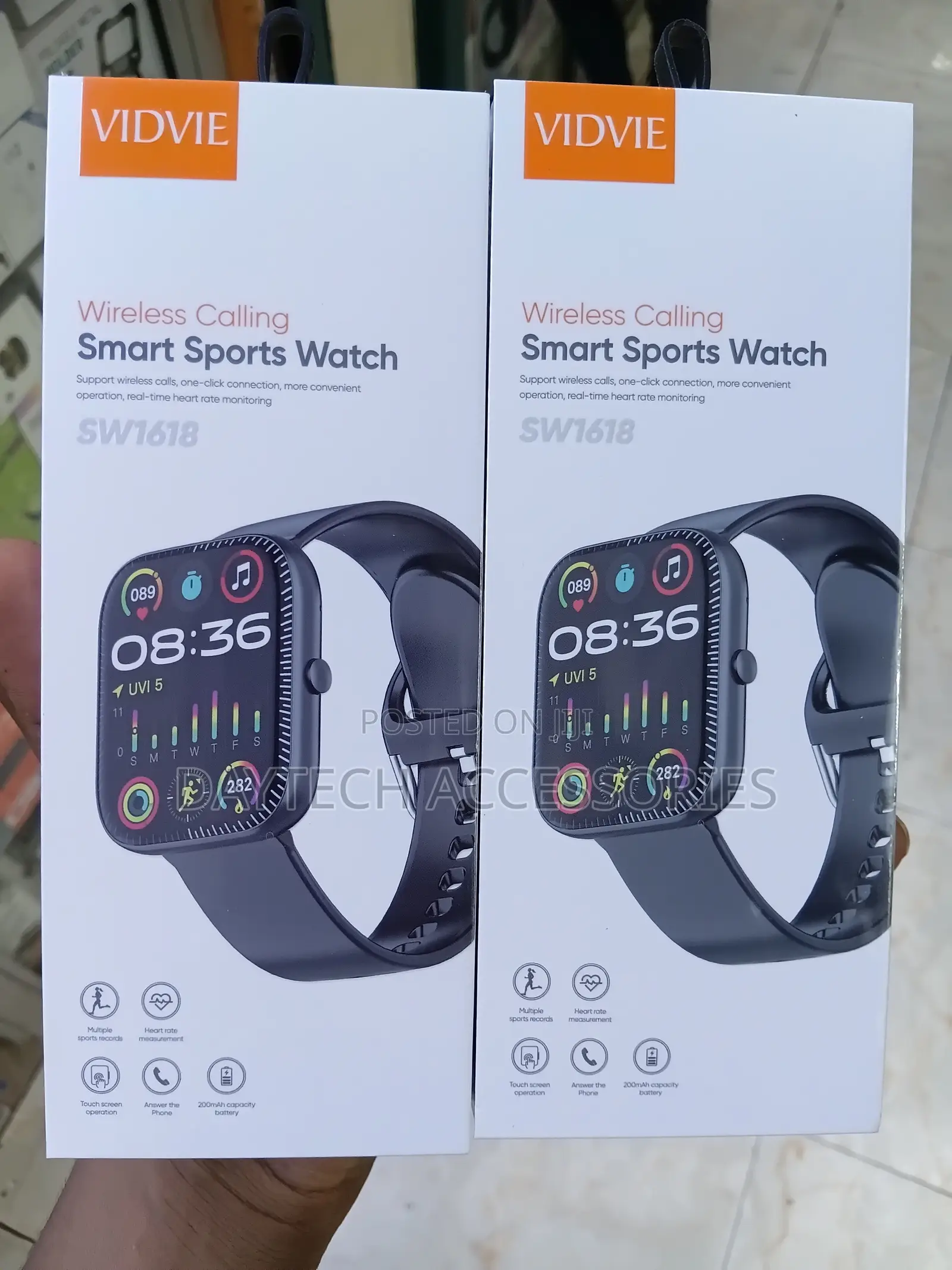 VIDVIE SW1618 Wireless Calling Smart Sports Watch - Black