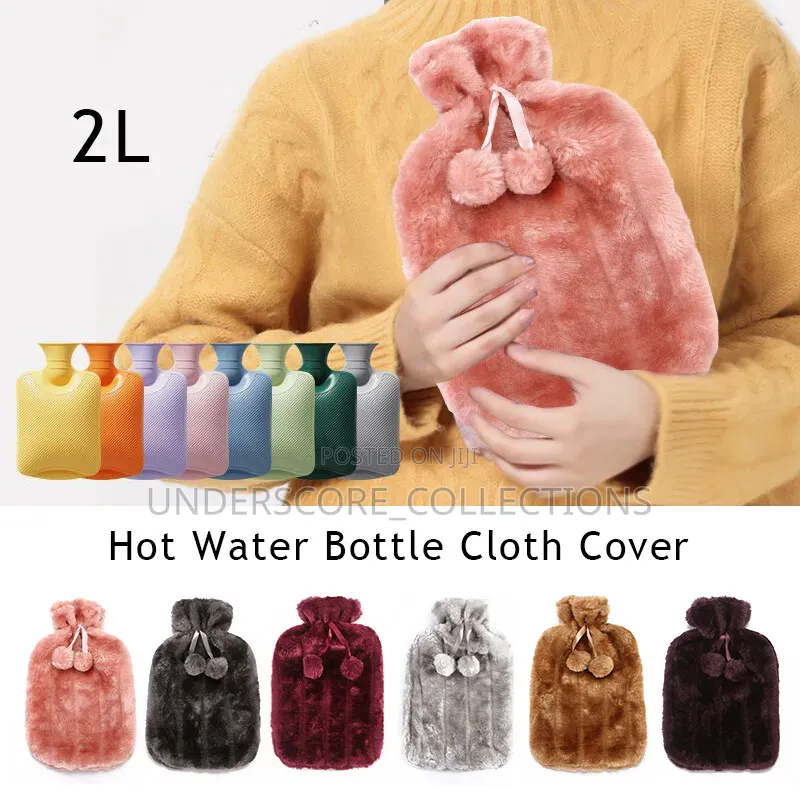 *Fluffy Fabric Covered 2 Litre Hot Water Bottle Bag