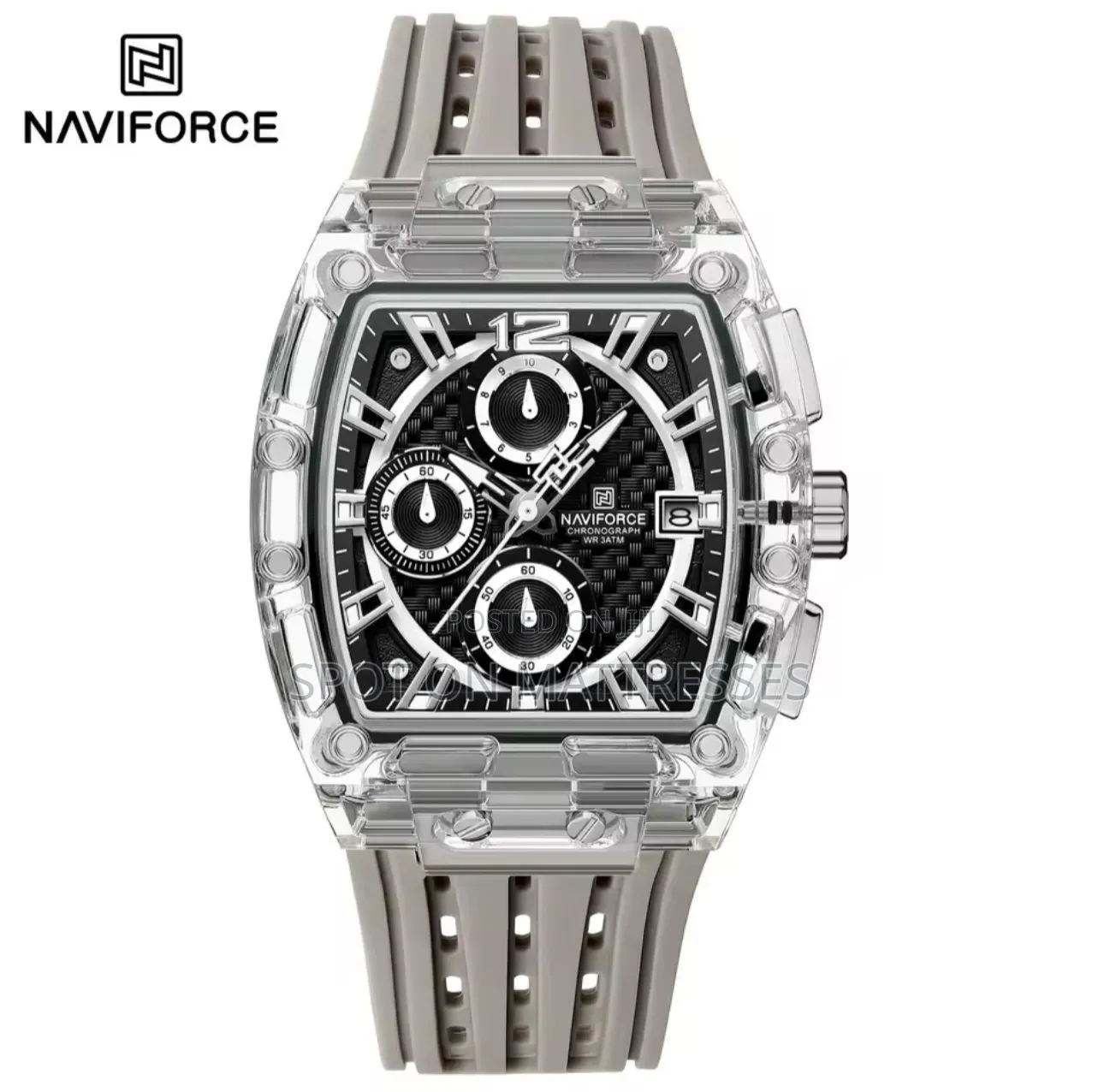 Naviforce Waterproof Watch for Men. Grey/Burgundy/Black/Green/Beige.