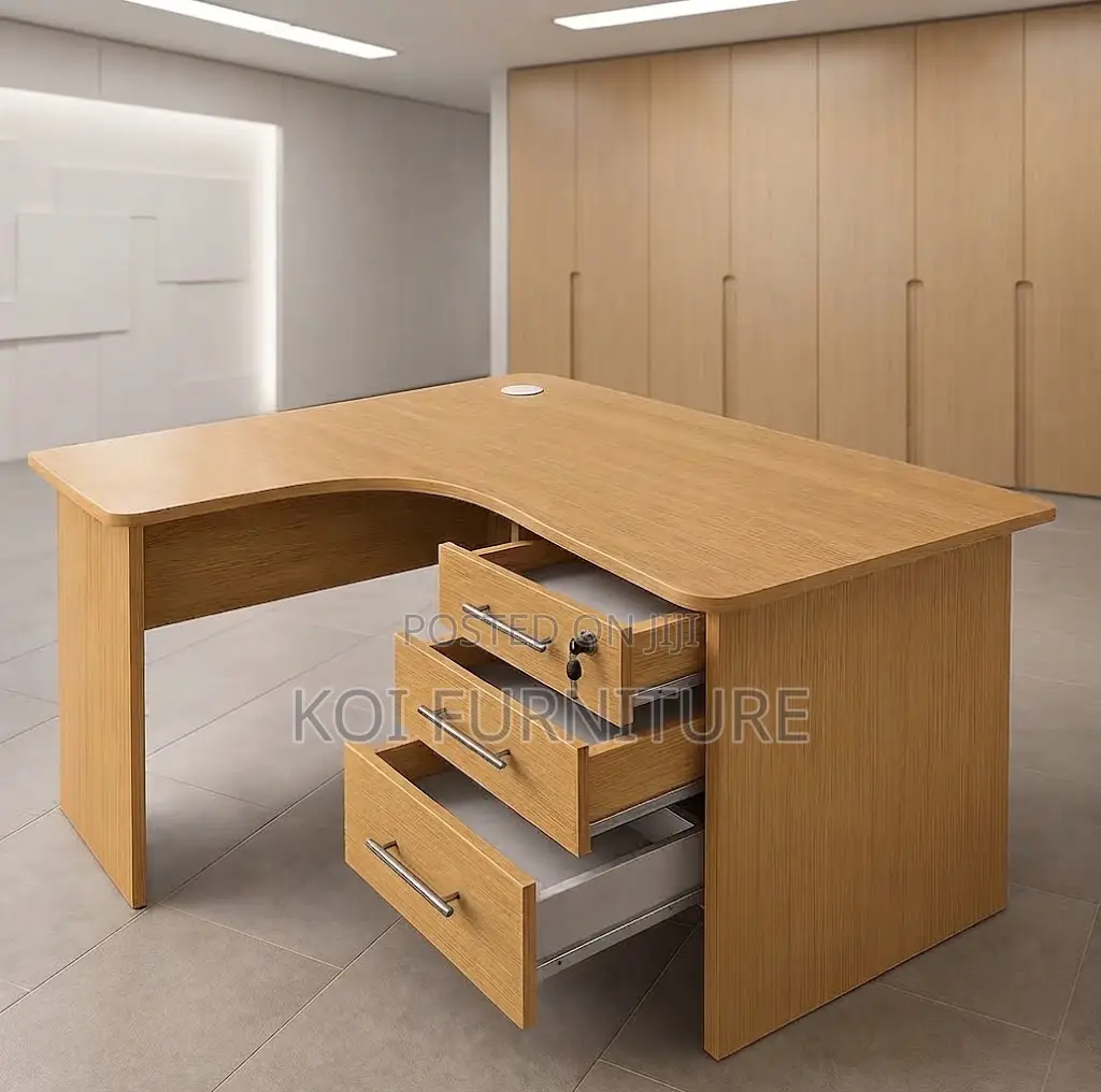 Office Desk; Round Curved 1.2 Meter Home Office Desk With Drawers
