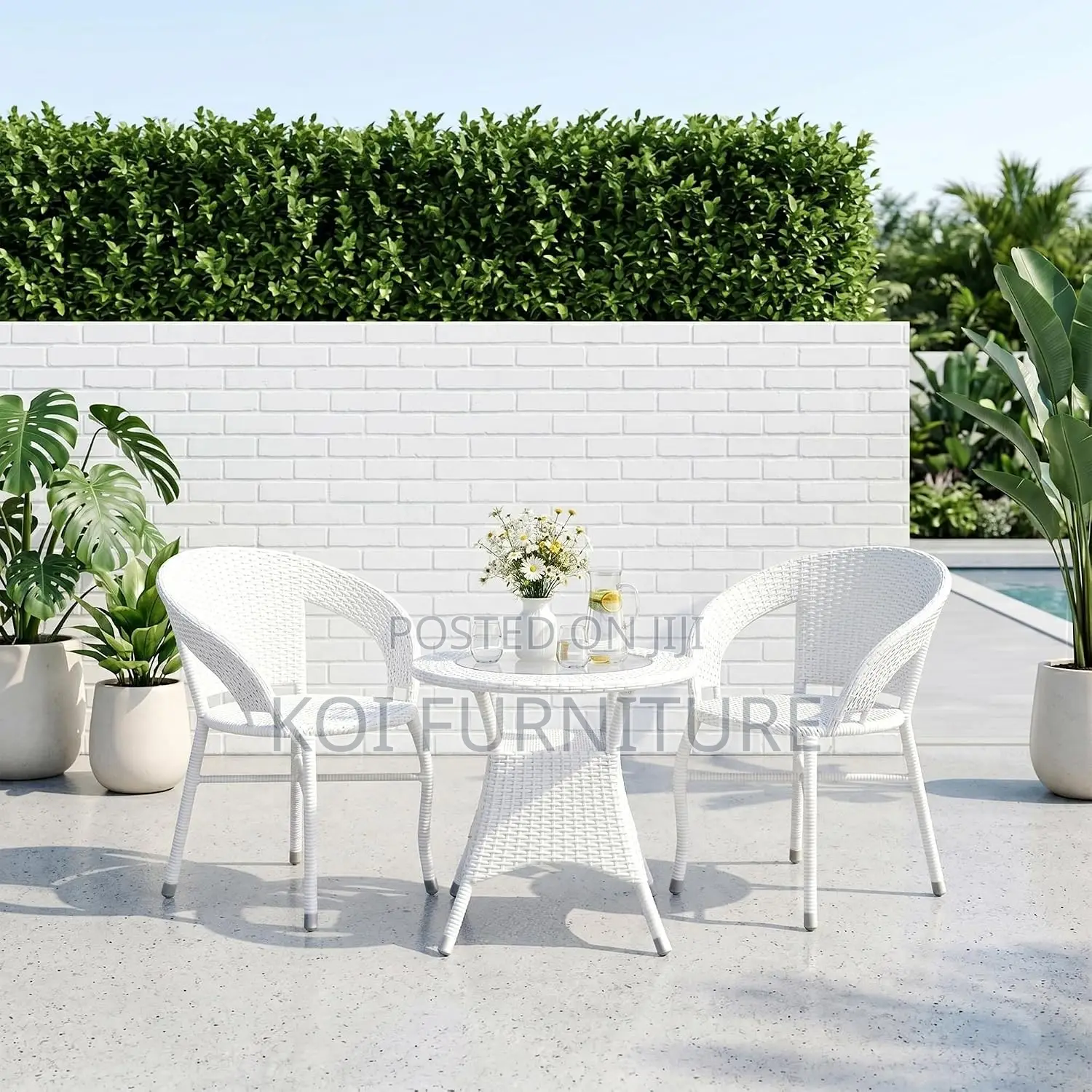 Dining Set; Two Seaters Rattan Round Outdoor Balcony Dining Set