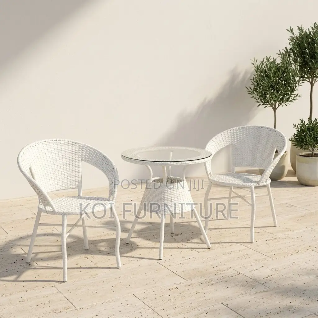 Dining Set; Two Seaters Rattan Round Outdoor Balcony Dining Set