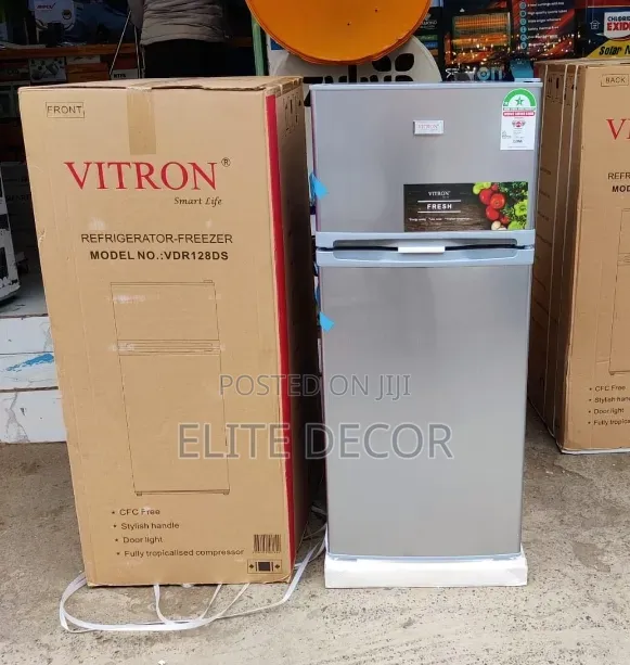 Vitron VDR128DS 128L Double Door Fridge – Silver