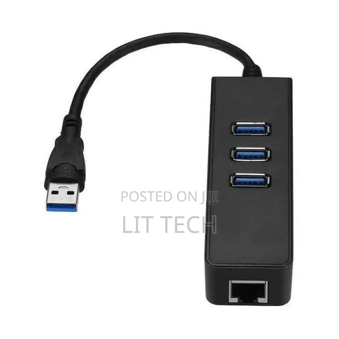 3-Port USB 3.0 Hub With RJ45 Gigabit Ethernet Adapter