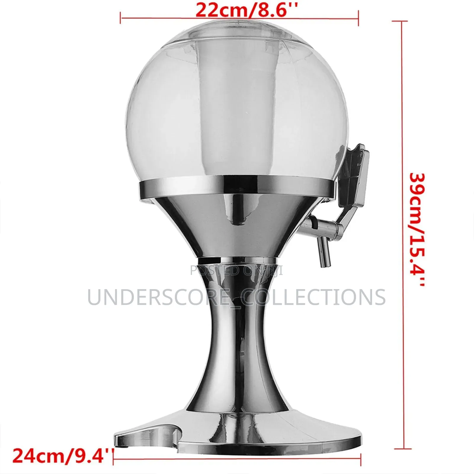 Cooling Spherical Wine Juice or Liquid Dispenser With Ice Slot