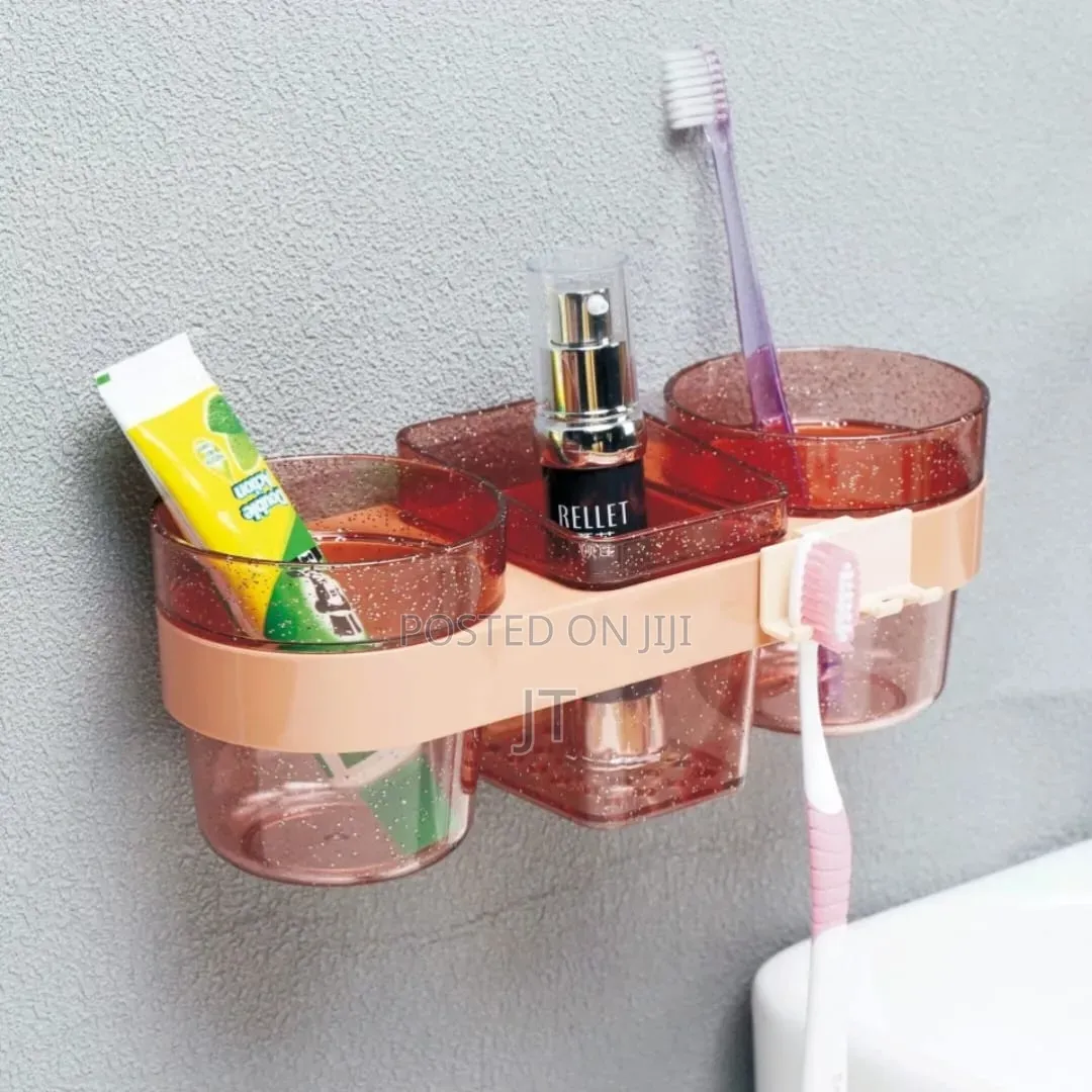 Wall Mount Bathroom Shelf Soap Dish Holder Plus 2 Tumblers