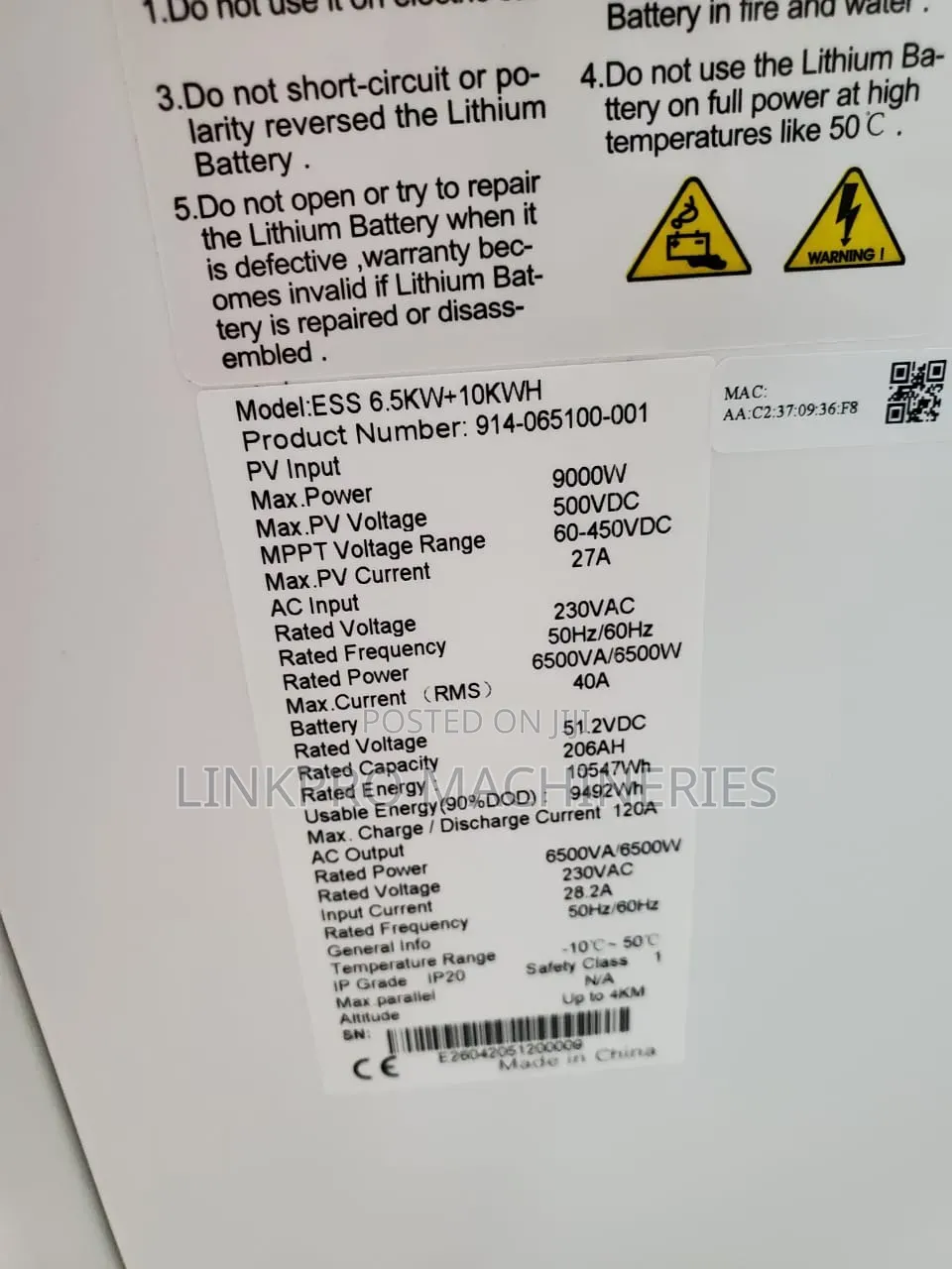 Redsun 10kwh Lithium Battery+6.5kva Hybrid Inverter Solar System