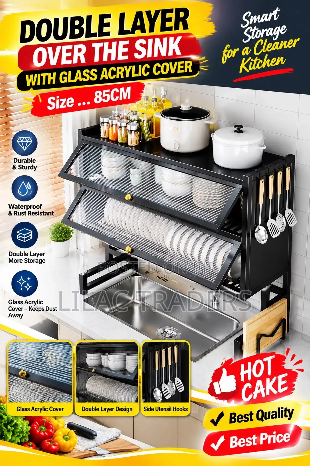 *Double Layer Over the Sink With Glass Acrylic Cover 85CM Je