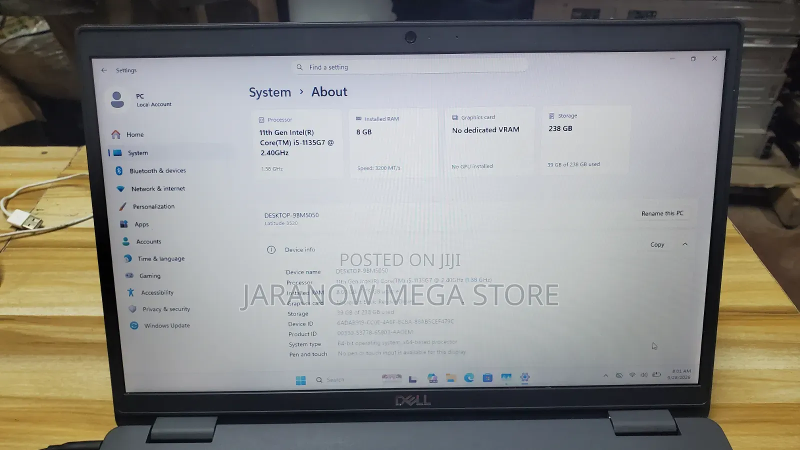 Laptop Dell Latitude 3520 8GB Intel Core i5 SSD 256GB