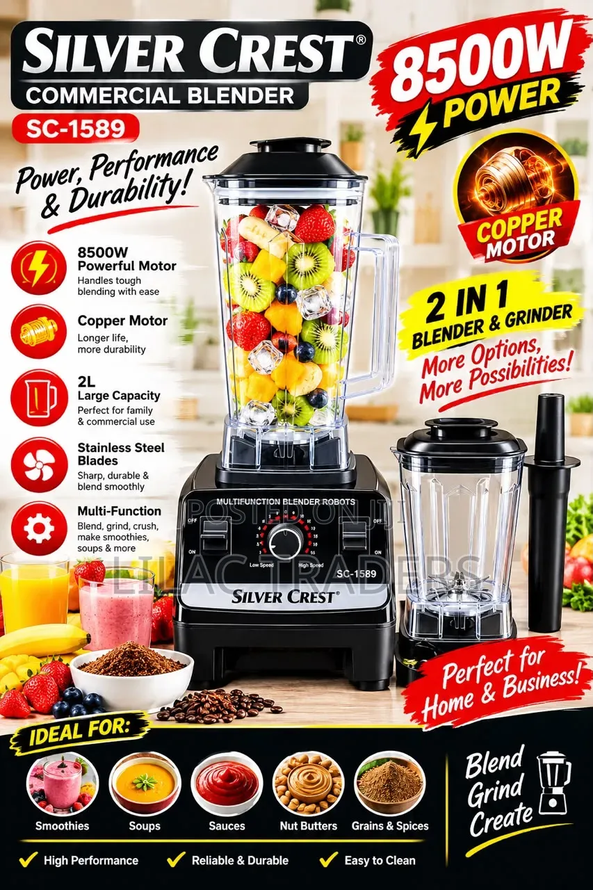 *8500 Watts Silver Crest Commercial Blender* Je