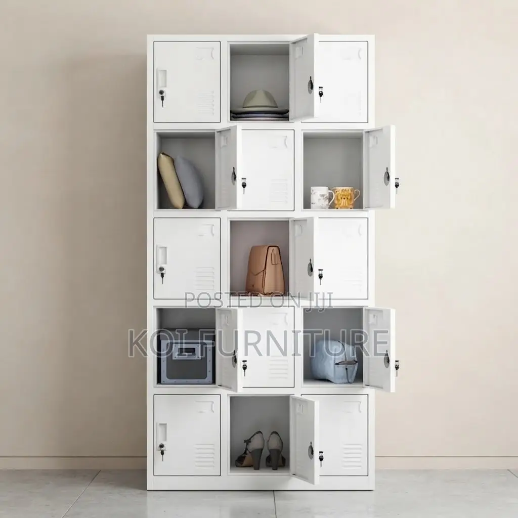 Office Cabinet; Fifteen Drawers Gyms Offices Grey Cabinets