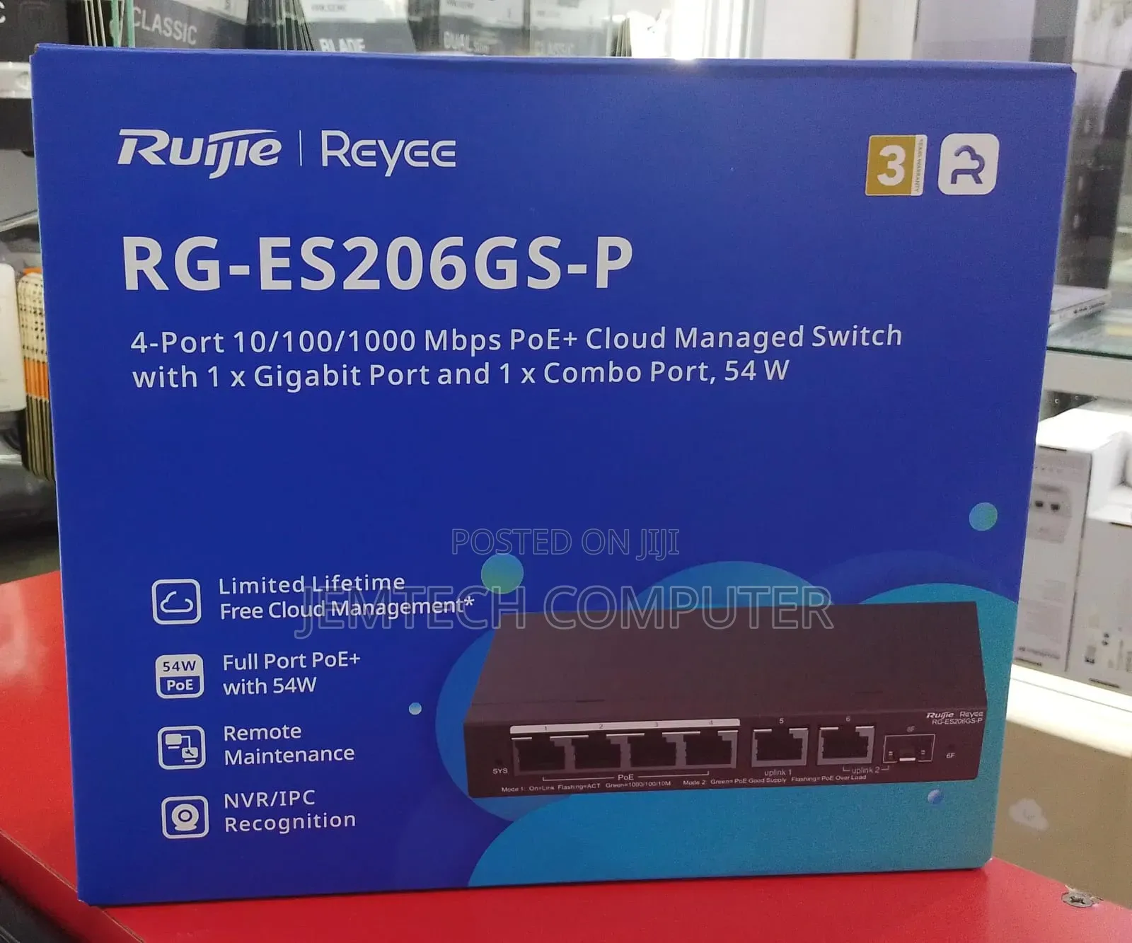 RG-ES206GS-P, 6-Port Gigabit Smart Cloud Managed PoE Switch
