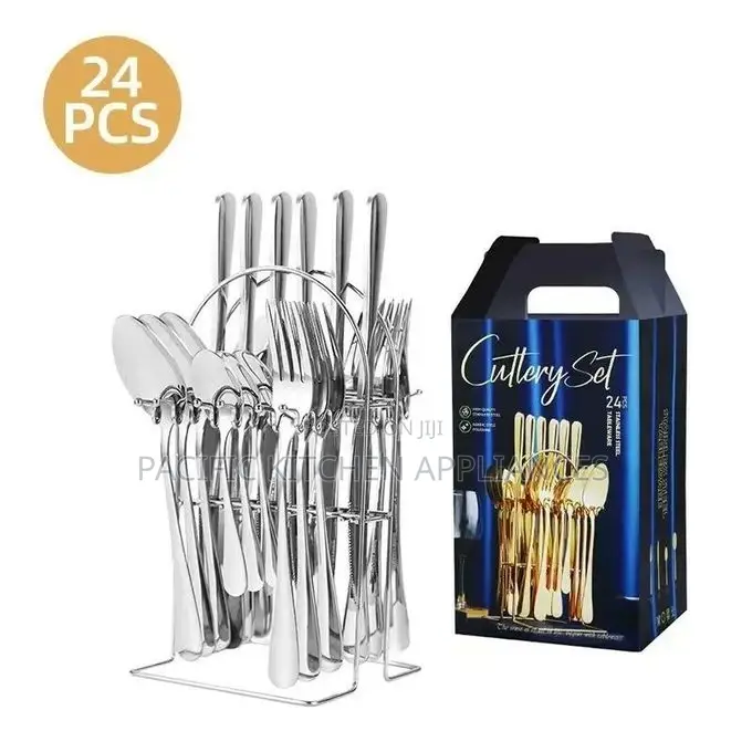 24 Pieces Flatware Set, Stainless Steel Silver Cutlery Set