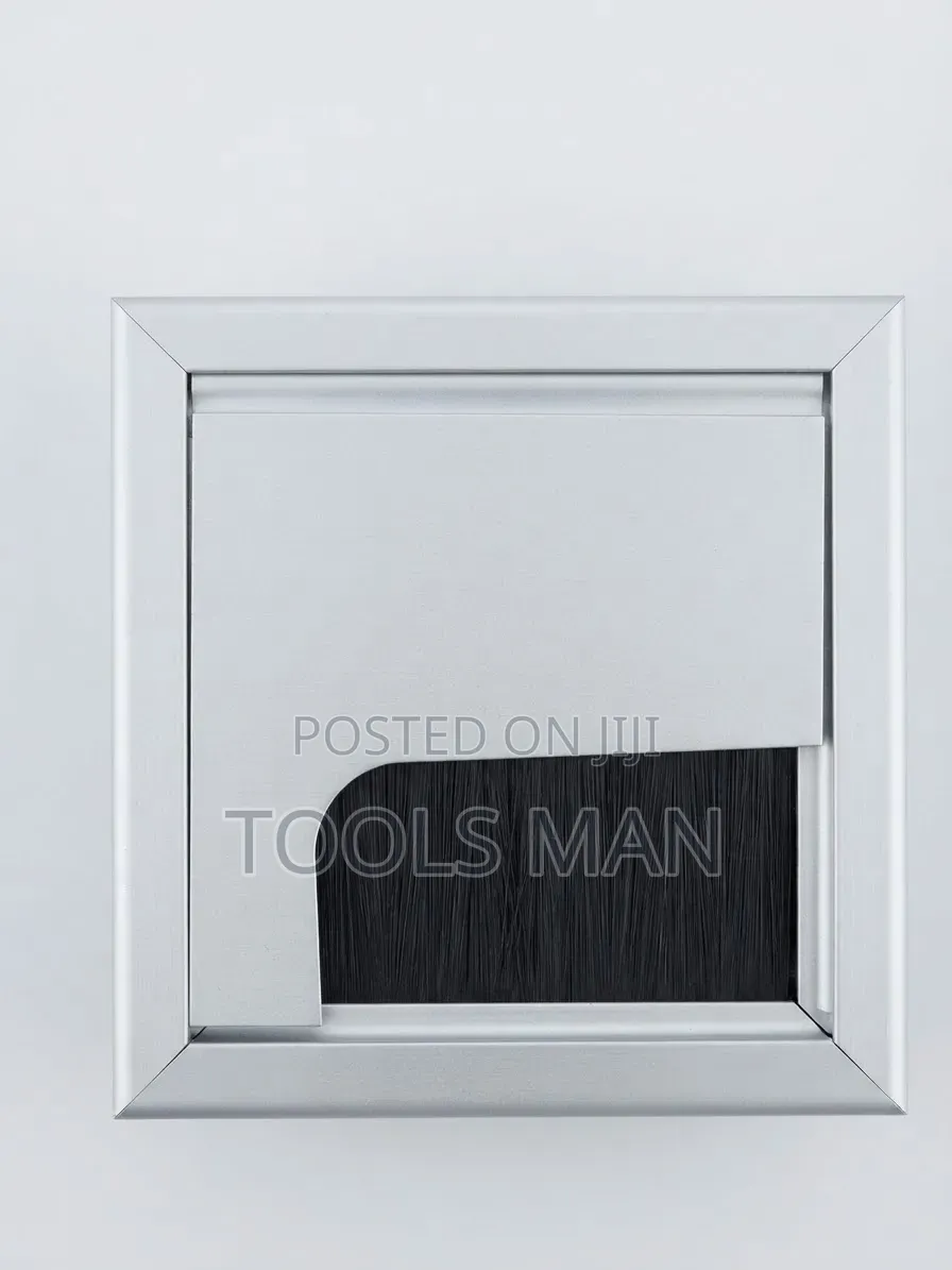Aluminium Desk Cable Management Box With Brush, Square Grommet.